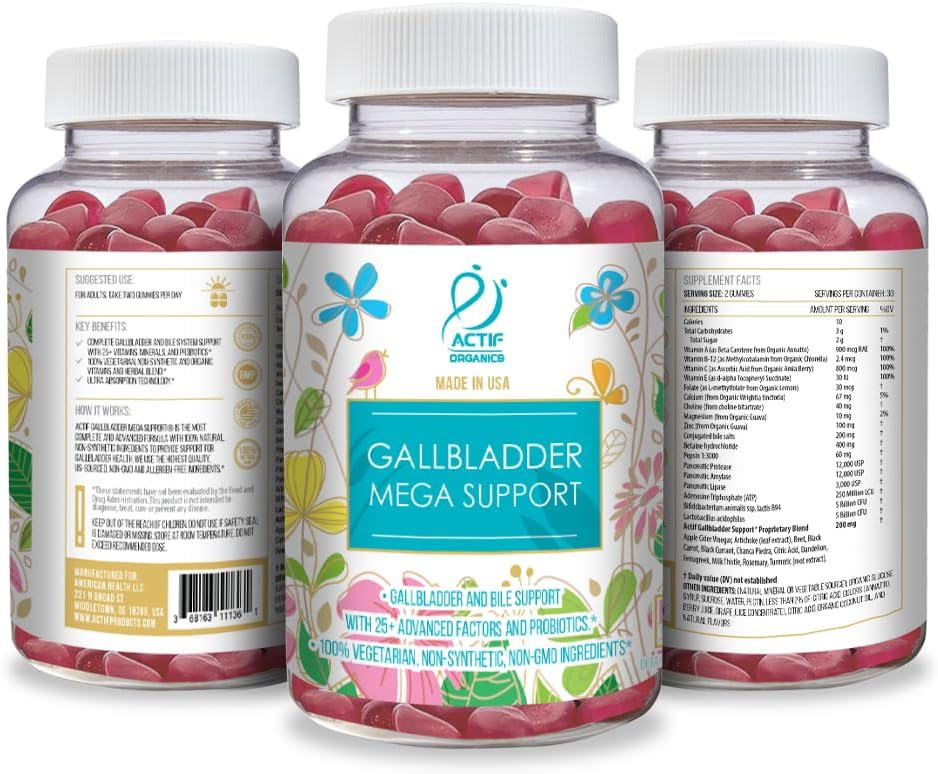 ACTIF Gallbladder Mega Support with 25+ Factors, 10 Billion CFU Probiotics, Bile Support – 60 Gummies, Strawberry Flavour - görsel 4