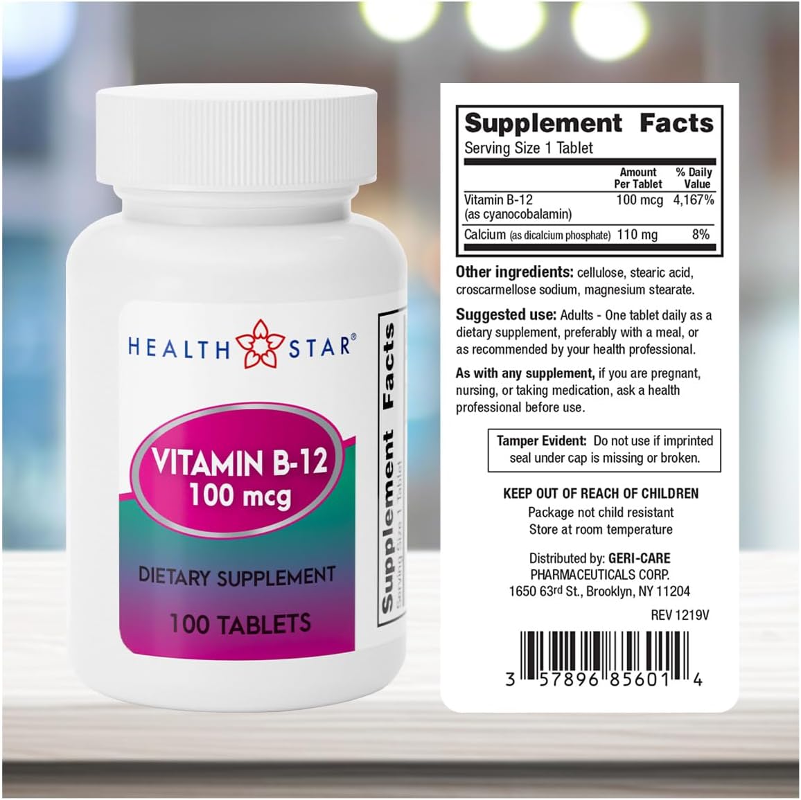 GeriCare Vitamin B12 100mcg Tablets, 100 Count - görsel 3