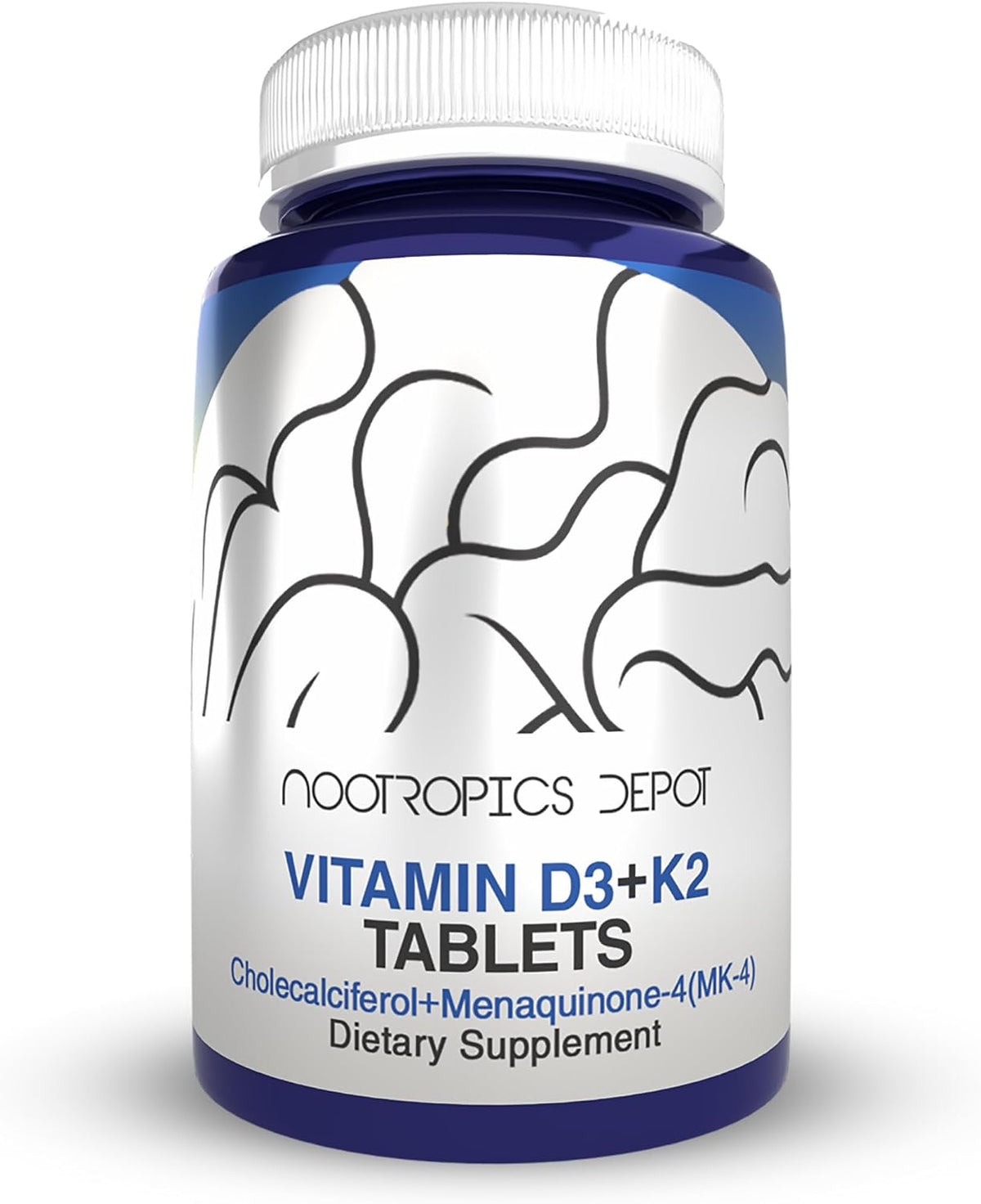 Nootropics Depot Vitamin D3 + K2 (MK-4) with Vitamin C Tablets, 365 Count - görsel 1