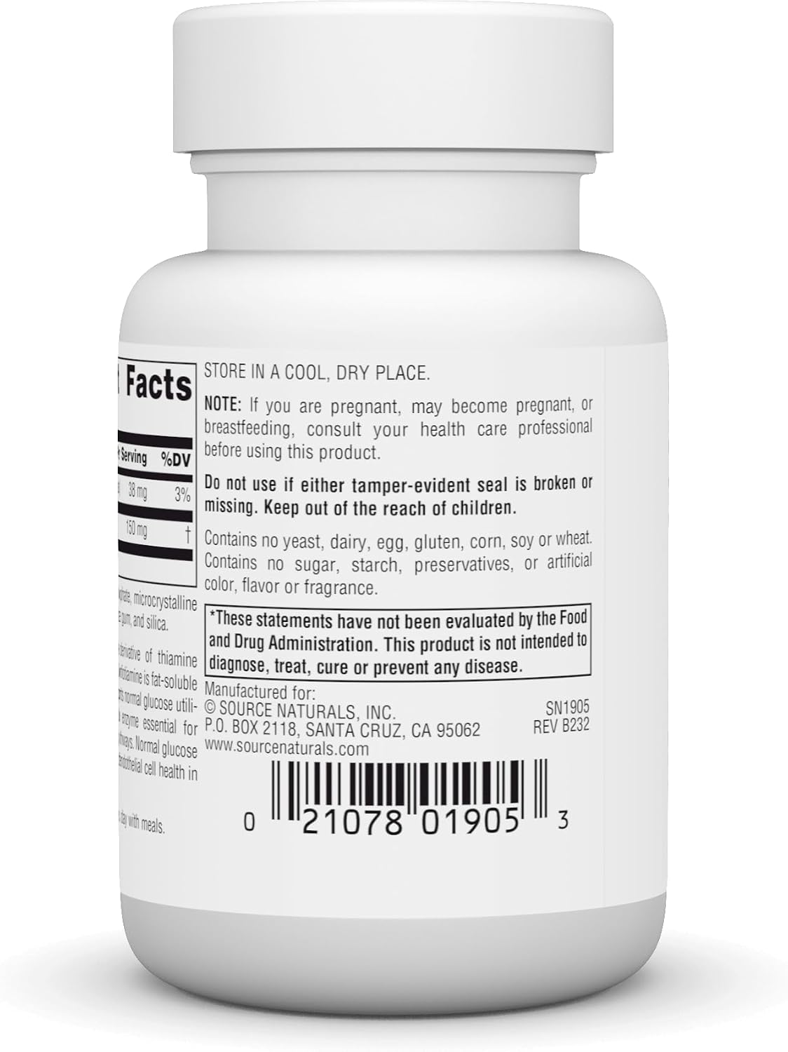 Source Naturals Benfotiamine 150 mg - Fat-Soluble Vitamin B1 (Thiamine) Supplement - görsel 2