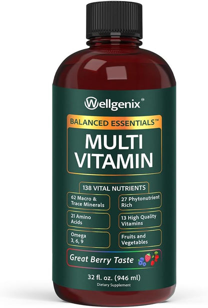 Wellgenix Balanced Essentials Liquid Multivitamin & Minerals – 946 ml (138 Nutrients per Serving)