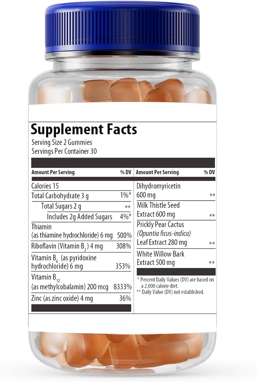 60 Count Post Party Gummies – DHM, Milk Thistle & Electrolytes – Wellness Support – Strawberry Flavour - görsel 2