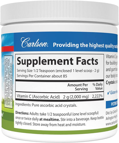 Carlson Labs Non-GMO Vitamin C Crystals, 6 oz