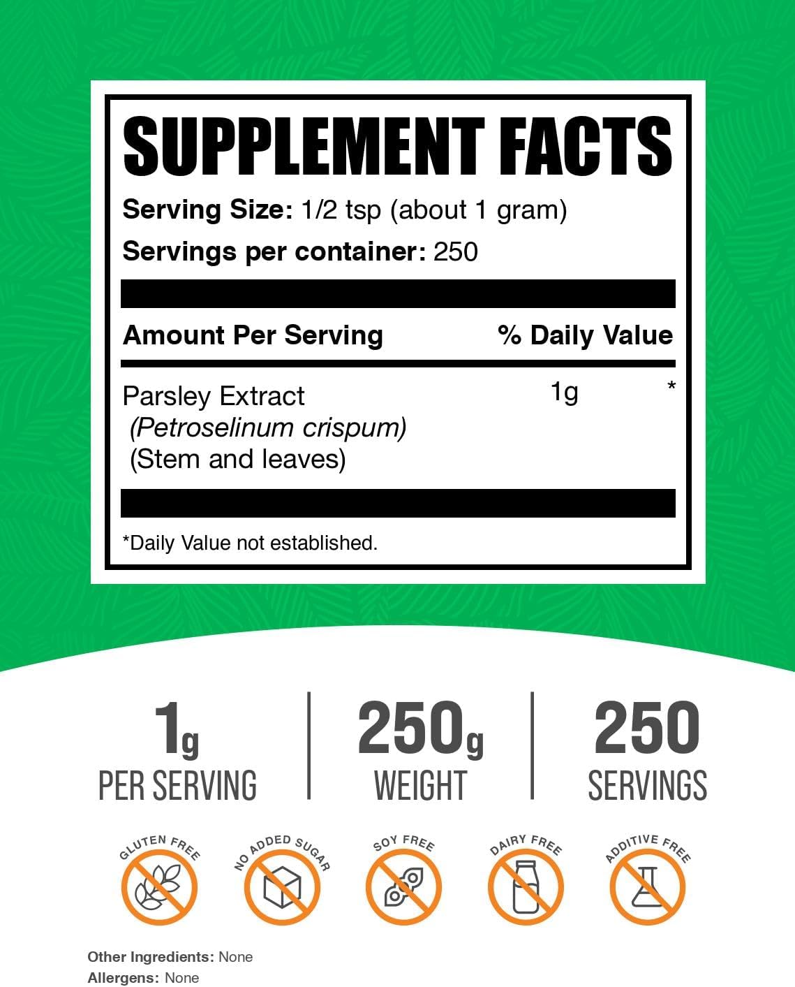 BulkSupplements Parsley Extract Powder - Antioxidant Support, Gluten-free, 250g - görsel 2