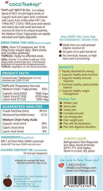 CocoTherapy Triplex MCT-3 Oil, Non-GMO, 100% Pure and Natural, 236 ml