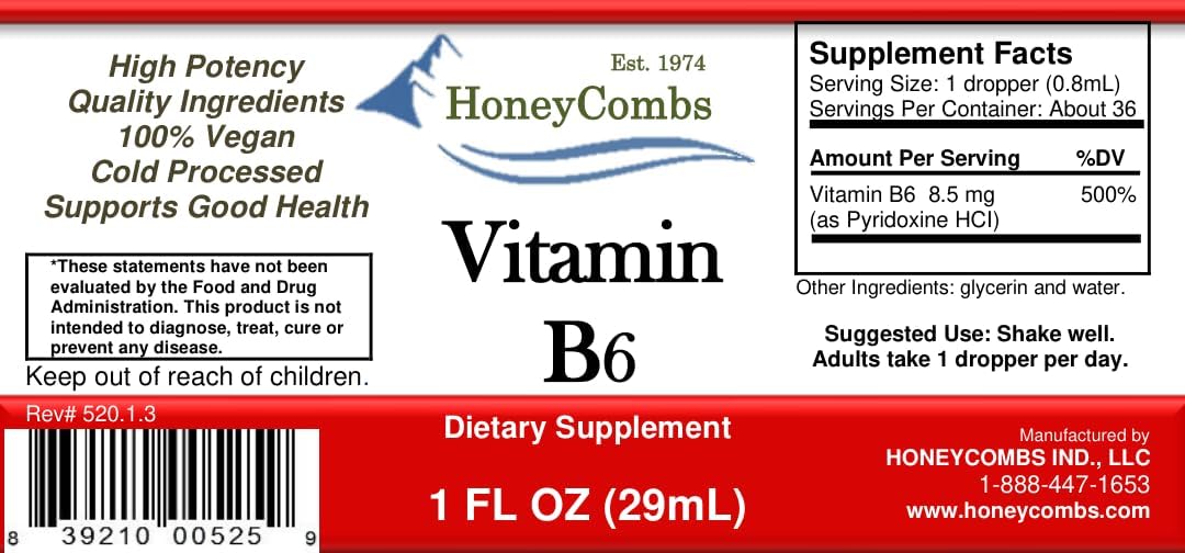 Vitamin B6 Liquid Drops, Pyridoxine HCl Supplement, 30ml | High Potency Energy Metabolism Support - görsel 2