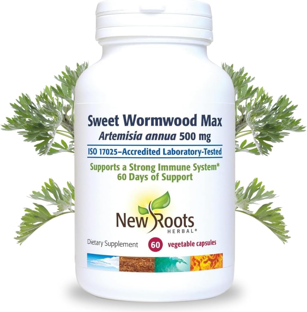 NEW ROOTS HERBAL Sweet Wormwood Extract Supplement (500 mg) Capsules with Vitamin C | Gut Cleanse and Detox Supplement with Wormwood, Digestive & Immune Support (60 Veg Capsules) - görsel 1