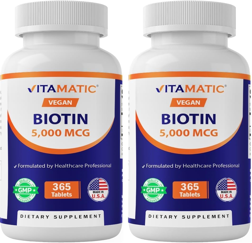 Vitamatic Biotin 5000mcg (5 mg) for Healthier Hair, Skin and Nails – 365 Vegan Tablets - görsel 10