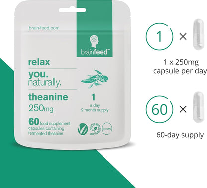 Pure L-Theanine 250mg Capsules – 60 Capsules – brain feed