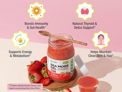 Wildcrafted Sea Moss Gel – Organic Strawberry, 454 g