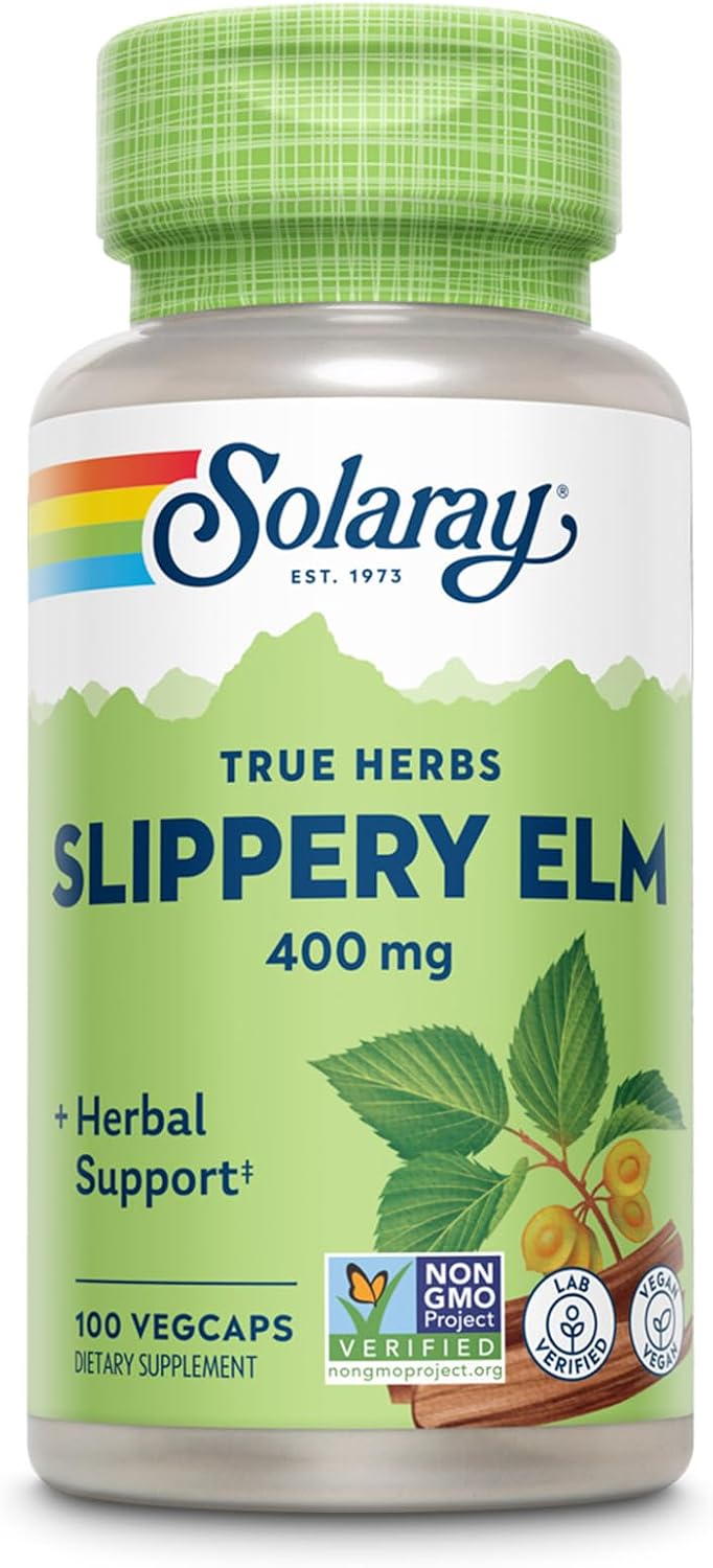 SOLARAY Slippery Elm Bark Capsules (Ulmus Rubra) 400 mg – 100 VegCaps - görsel 1