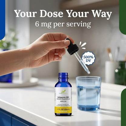 Herb-Science Vitamin B1 Liquid Drops – Thiamine Supplement, High Potency 500% NRV, 36 Servings, 30 ml
