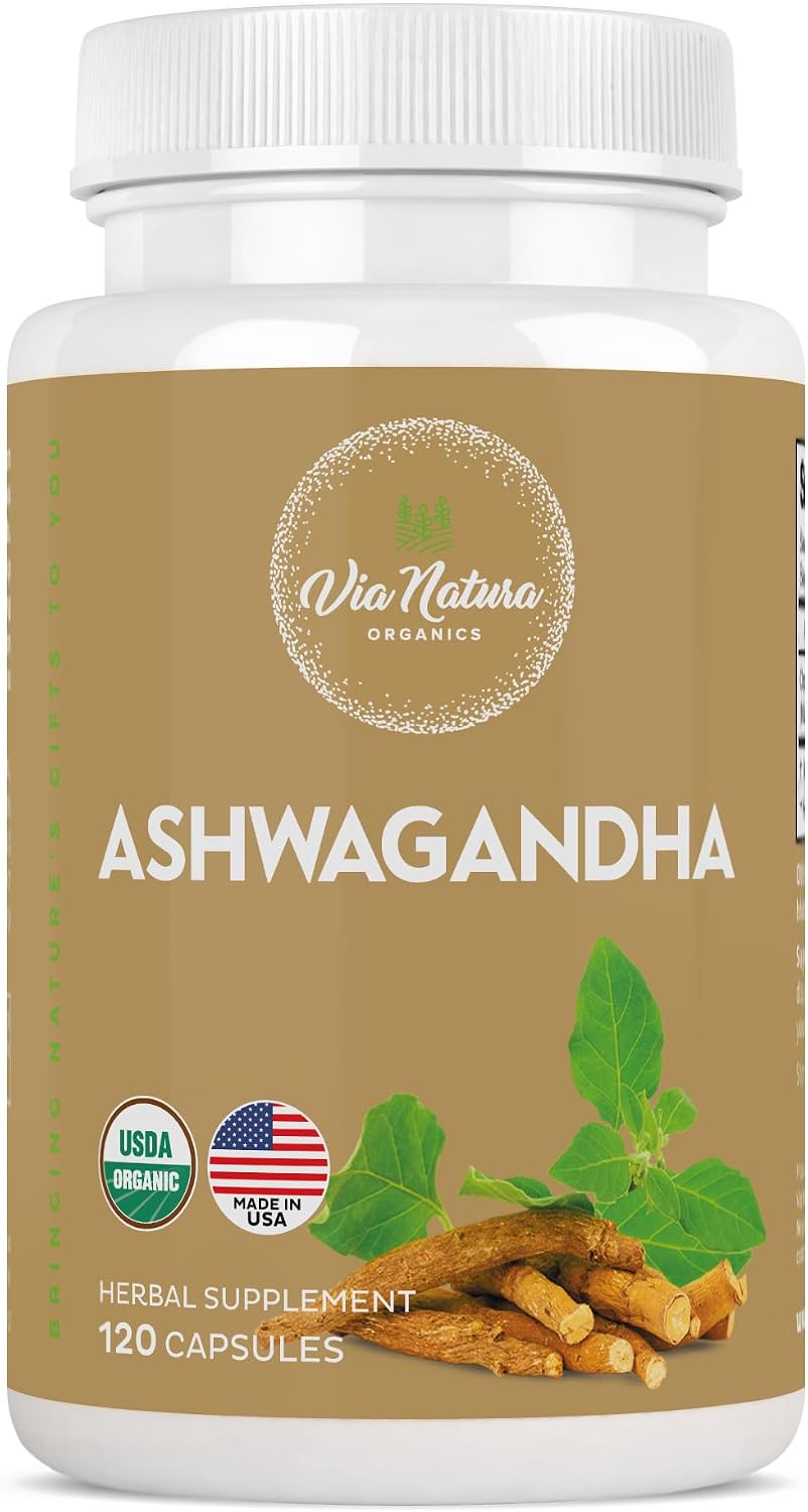 Organic Ashwagandha Capsules 1000mg | Herbal Supplement - 120 Capsules - görsel 1
