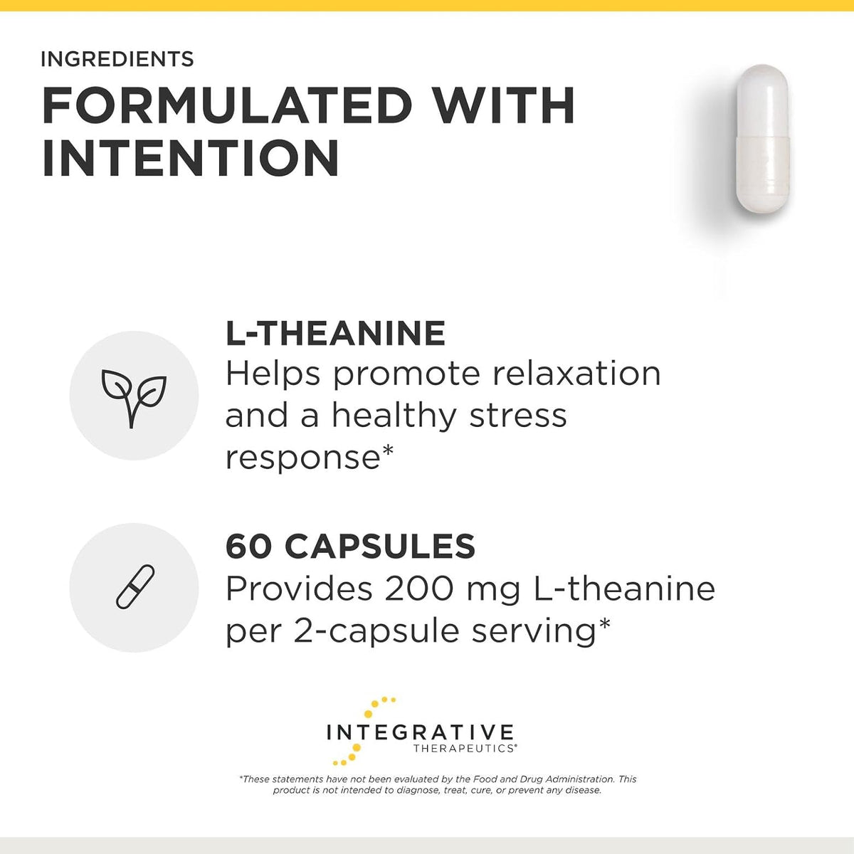 Integrative Therapeutics L-Theanine - Amino Acid Supplement for Stress & Relaxation Support - Vegan, Gluten-Free & Dairy-Free - Third-Party Tested - 60 Capsules - görsel 4