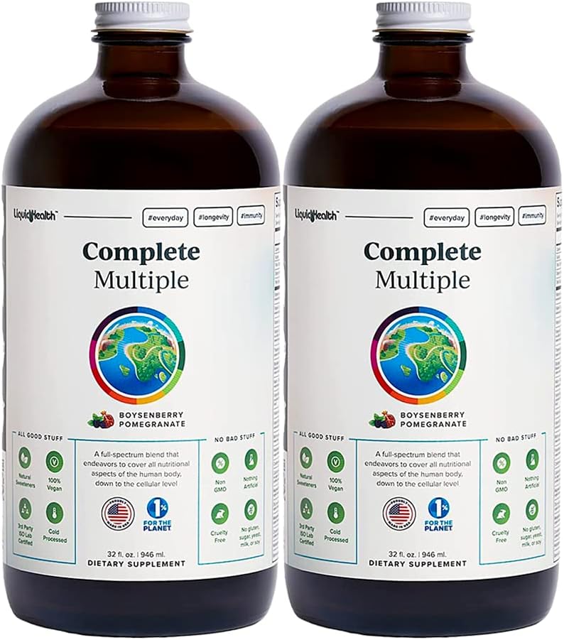 LIQUIDHEALTH Complete Multiple Adult Liquid Multivitamin with Real Fruits & Vegetables, Immune & Gut Health Support, Energy, Vegan, Non-GMO (946 ml) - görsel 7