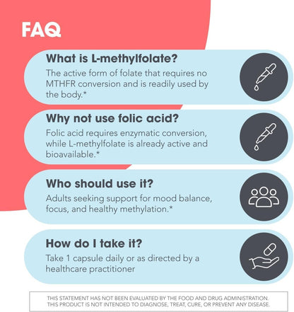 MethylPro L-Methylfolate 15 mg – Active 5-MTHF MTHFR Supplement for Women and Men – Mood and Brain Health – 90 Capsules