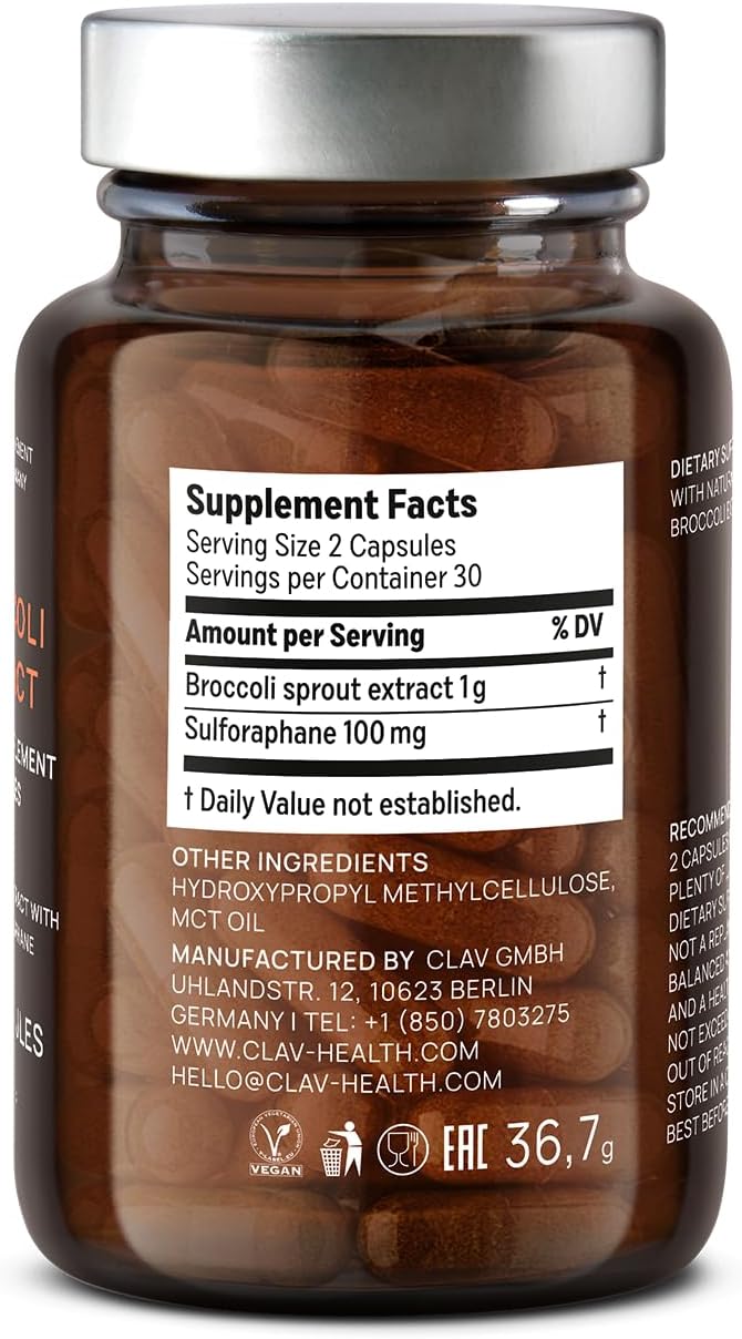 Broccoli Sprout Extract Capsules – Premium Sulforaphane Supplement, 100mg per Serving, 60 Capsules - görsel 9