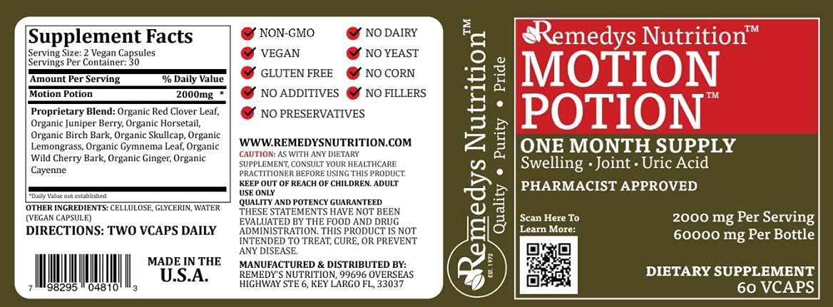 Remedy's Nutrition Motion Potion Herbal Supplement - 1000 mg, 60 Vegan Capsules (Two Months' Supply) - görsel 9
