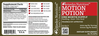 Remedy's Nutrition Motion Potion Herbal Supplement - 1000 mg, 60 Vegan Capsules (Two Months' Supply)
