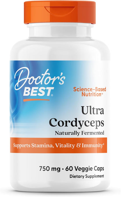 Doctor's Best Ultra Cordyceps Supplement – 750 mg, 60 Vegan Capsules
