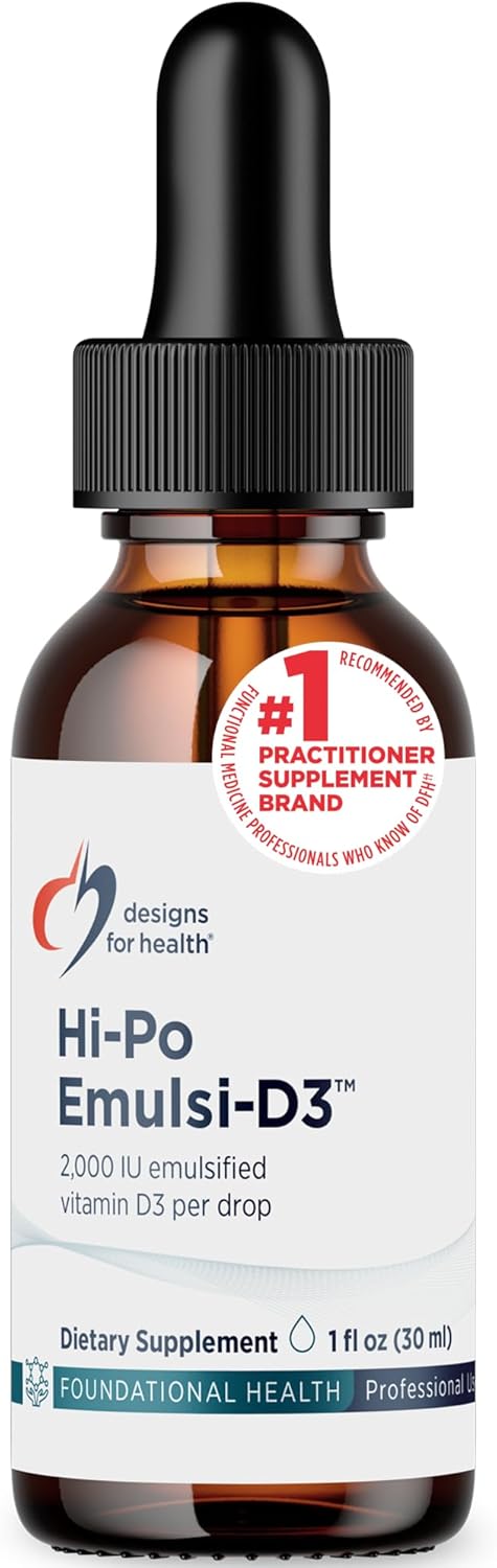 Designs for Health Hi-Po Emulsi Vitamin D Drops - Liquid Vitamin D3 2000 IU, 30 ml (1000 Servings) - görsel 1