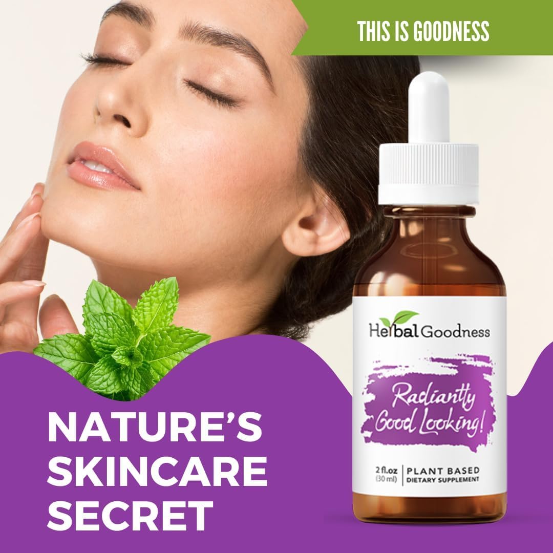 Herbal Goodness Radiantly Looking Good: Herbal Food Supplement with Vitamin C for Radiant Skin, Natural Plant-Based Liquid, 2 fl oz - görsel 1
