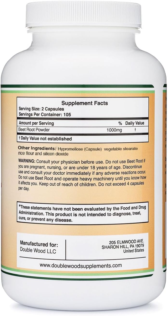 Beet Root Powder Capsules (Organic and Vegan) – 210 Count, 1,000mg Per Serving by Double Wood Supplements - görsel 5
