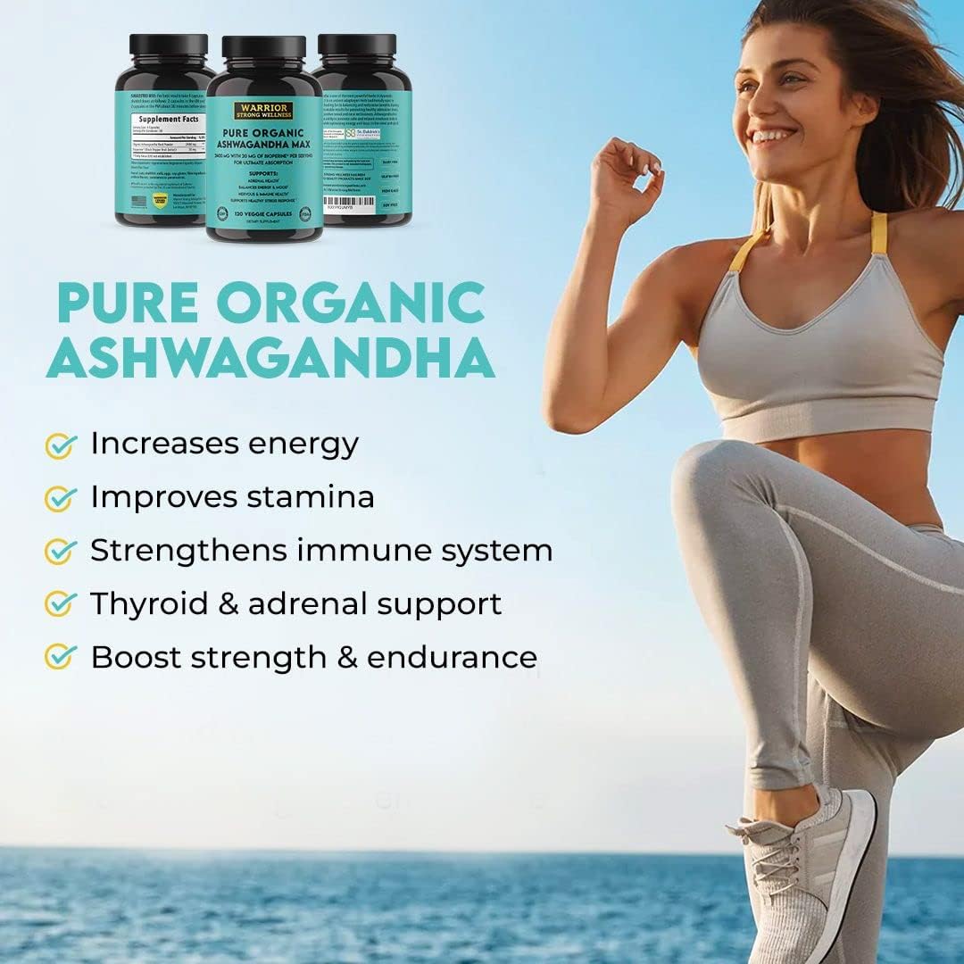 Pure Organic Ashwagandha Capsules with BioPerine - 2400 mg - 120 Capsules - görsel 7