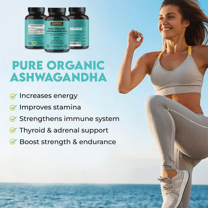 Pure Organic Ashwagandha Capsules with BioPerine - 2400 mg - 120 Capsules
