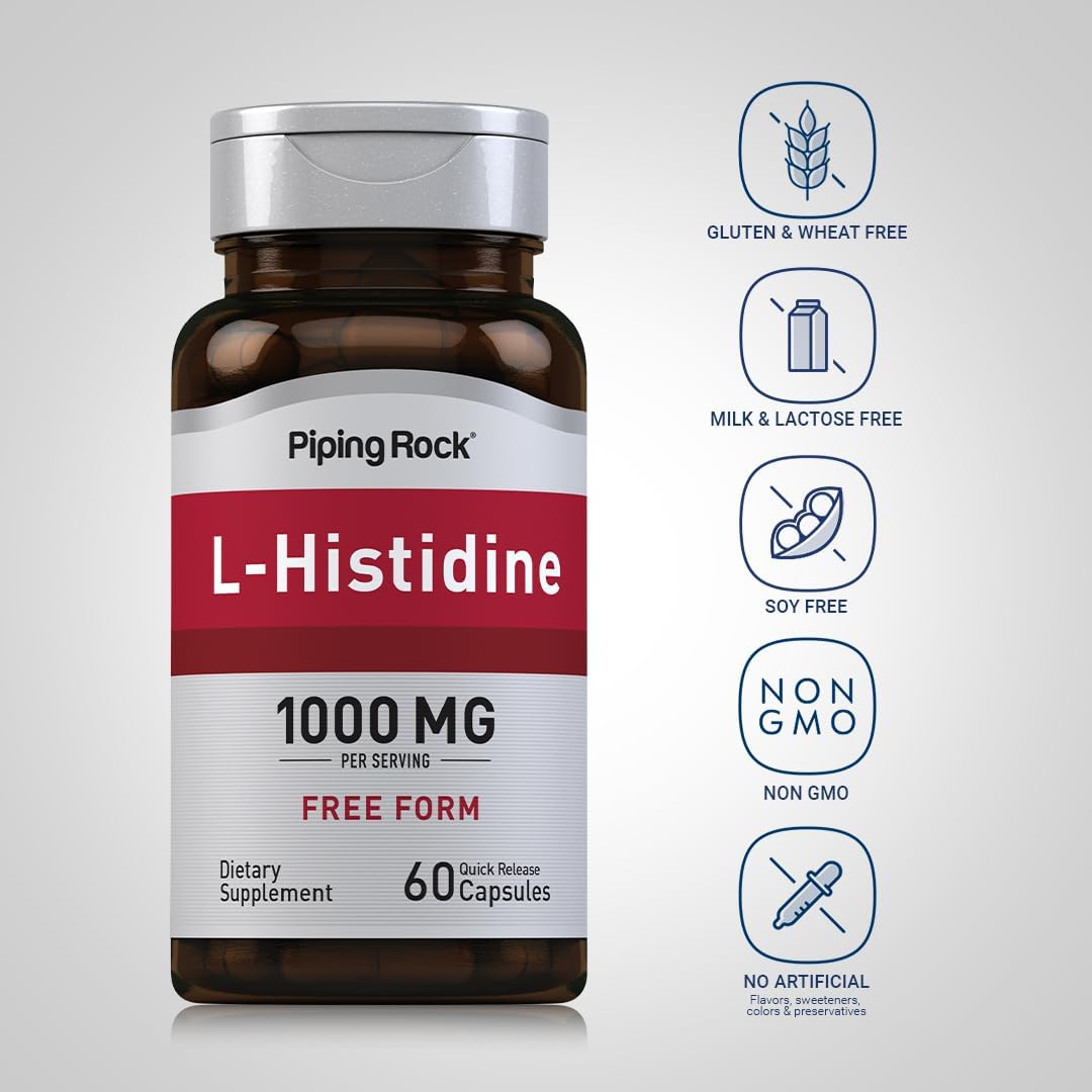 Piping Rock L-Histidine 1000 mg | 60 Capsules | Free Form Supplement - görsel 3