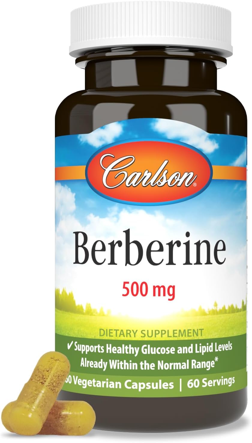 Carlson Berberine, Plant-Based, Sustainably Sourced from The Barberry Bush, Lipid Support, 60 Vegetarian Capsules - görsel 1