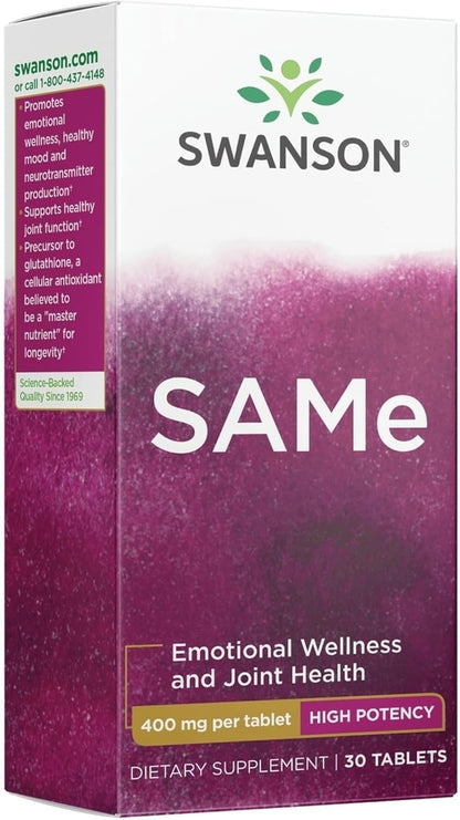Swanson Ultra High Potency SAM-e 400 mg, 30 Tablets
