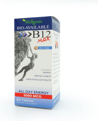 Wellgenix Bio-Available Sublingual B12 Max - High Absorption Multivitamin with B12, B6, Folate & Vitamin C - Fast Dissolve Tablets (60 tablets, 2 Pack)