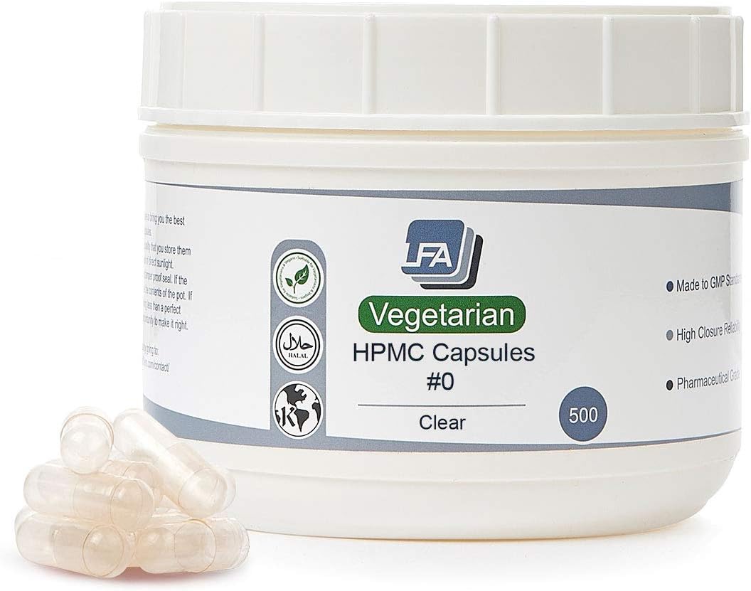 Size 0 Empty Capsules - Vegan HPMC - 500 Count - Vegetarian Fillable Capsules - görsel 1