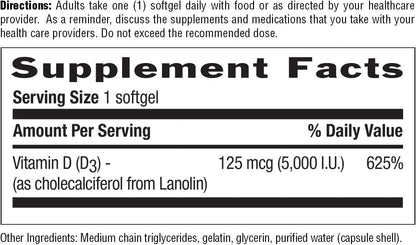 Country Life Vitamin D3 5000 IU - 365 Softgels