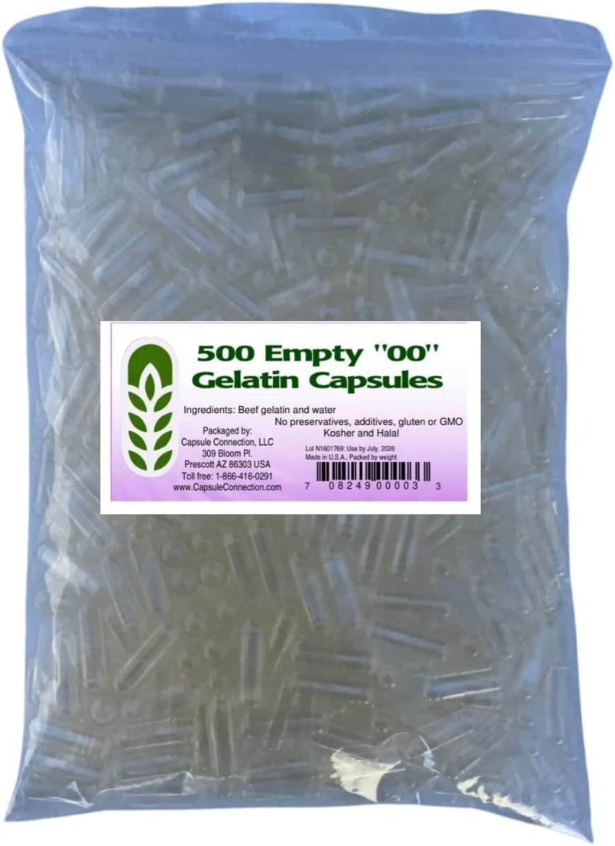 Capsule Connection Empty Gelatine Capsules, 00 Size, 500 Capsules - görsel 1