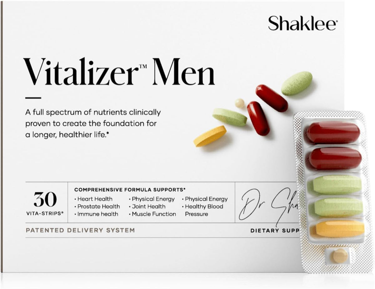 Shaklee Vitalizer Men - Advanced Nutrition Vita-Strips with Vitamins, Minerals, Omega-3s, Probiotics - 30 Strips - görsel 1