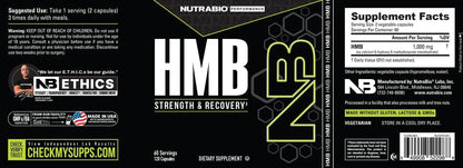 NutraBio HMB Supplement, Amino Acid, 1000 mg, 120 Capsules
