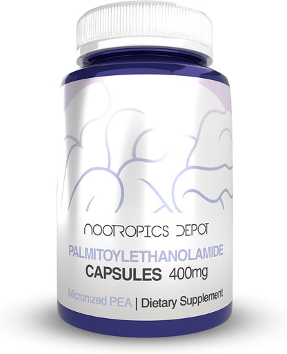 Nootropics Depot Palmitoylethanolamide (PEA) 400mg Capsules – Micronised for Enhanced Absorption – Joint, Nerve and Cellular Support – 180 Capsules