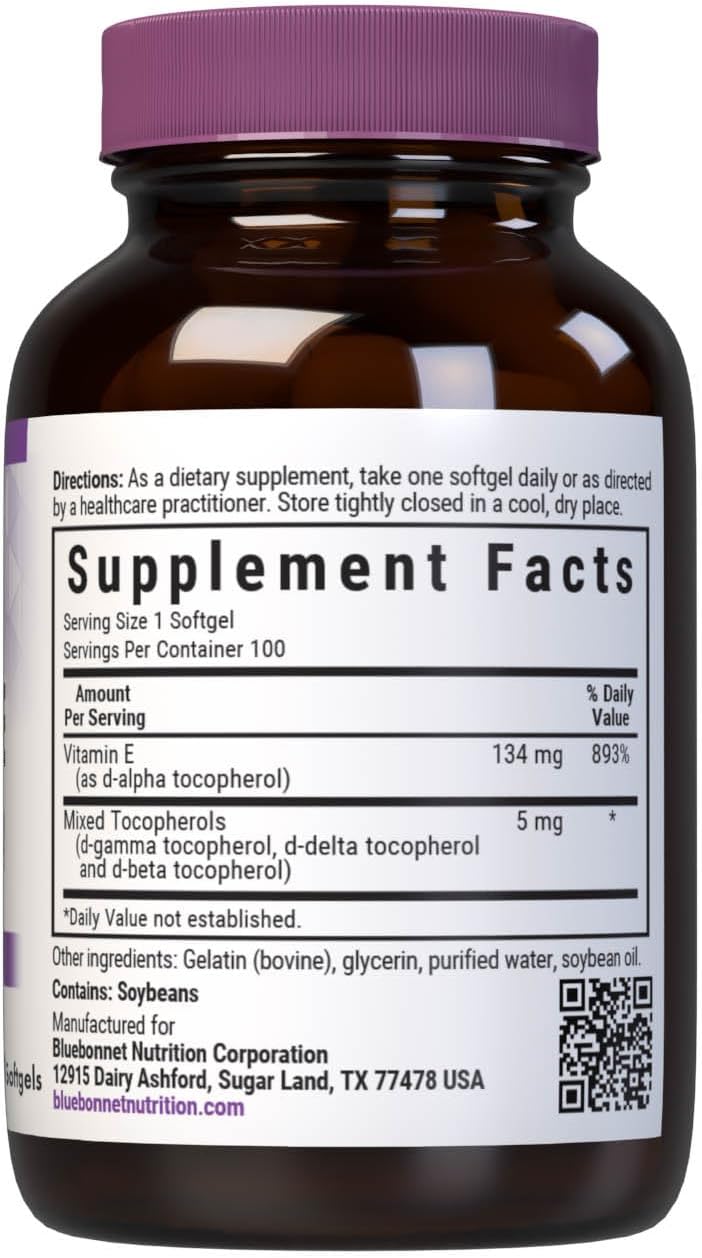 Bluebonnet Vitamin E 200 IU Mixed Softgels - 100 Count - görsel 2