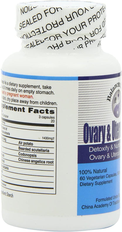 Balanceuticals Ovary & Uterus Clean, 500 mg Food Supplement Capsules, 60-Count Bottle (Pack of 2)