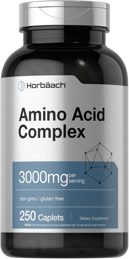 Horbäach Amino Acid Complex 3000mg, 250 Caplets – Non-GMO & Gluten-free