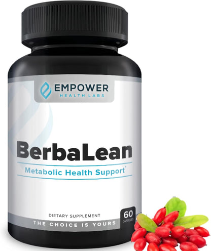 Empower Health BerbaLean - Berberine and Hydrochloric Acid Supplement for Metabolism and Digestive Support, 60 Capsules