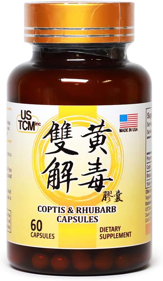 USTCM Coptis Rhubarb Capsules – 500mg, 60 Vegetable Capsules - görsel 1