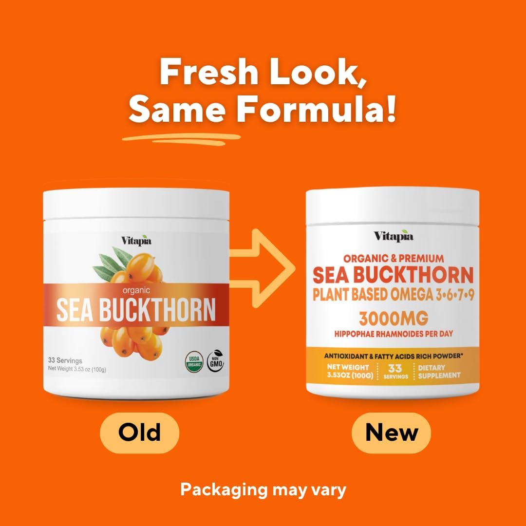 Organic Sea Buckthorn Extract Powder – Natural Omega 7, 3, 6, 9 for Heart, Skin & Immune Support | 100g - görsel 2