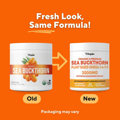 Organic Sea Buckthorn Extract Powder – Natural Omega 7, 3, 6, 9 for Heart, Skin & Immune Support | 100g