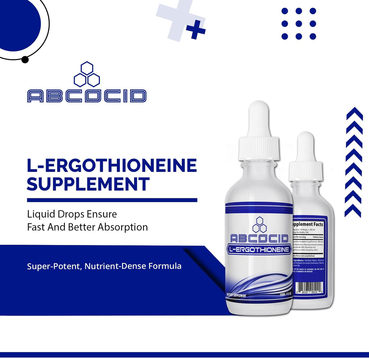 L-Ergothioneine Liquid Supplement 490 mg, 120 ml Liquid, 240 Servings, Made in USA, Quick Absorption, Quality Potent Ingredients, Non-GMO, GMP Certified, Cruelty-Free - görsel 4