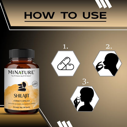 Shilajit Capsules – Non-GMO Extract by mi Nature | 180 Veg Caps | Promotes Vibrant Energy & Vitality | 1000 mg | 100% Pure Shilajit Extract | Fulvic Acid