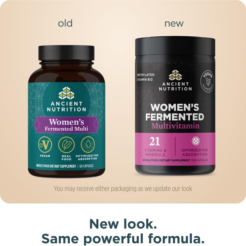 Ancient Nutrition Women's Fermented Multivitamin with Methylated Vitamins C, D, K, Zinc & Magnesium - Vegan, 60 Capsules - görsel 2