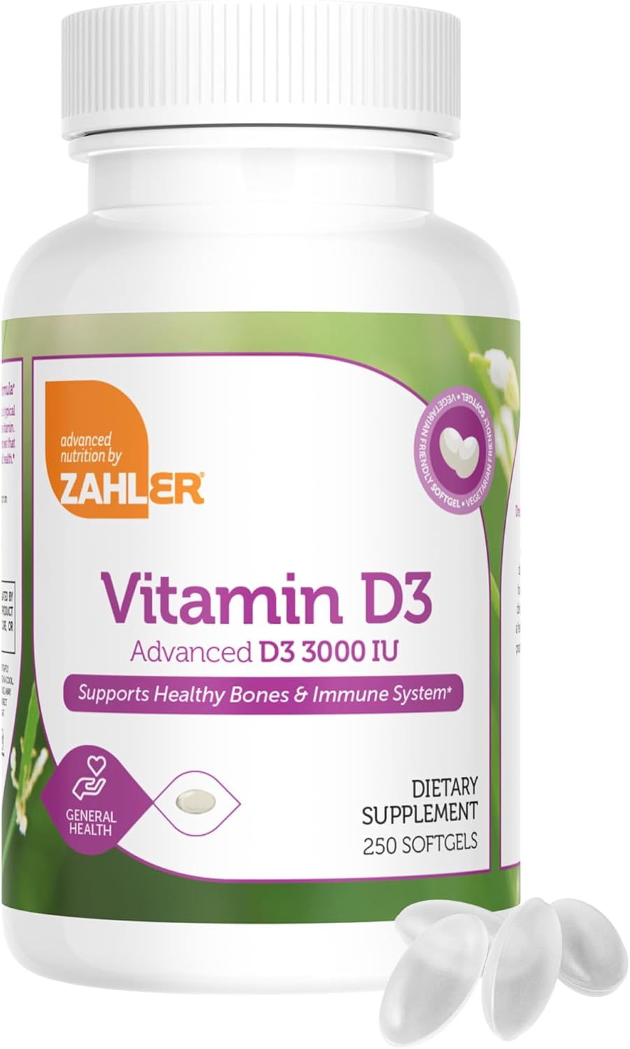 Zahler Vitamin D3 3000 IU, Vitamin D3 Supplement – 250 Soft Capsules - görsel 2